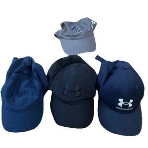 Lot Of 4 Under Armour Caps - Men’s OSFA & L/XL Blue/ Black/grey